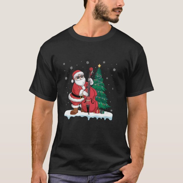 Camiseta Santa Jugando Doble Bass Hombres Mujeres Jóvenes Á (Anverso)