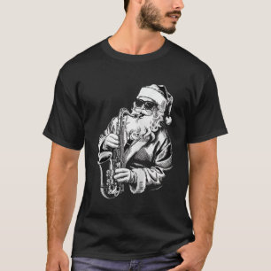 Camiseta Santa Jugando El Jazz Saxofonista Funny San