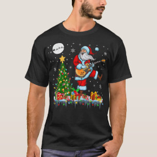 Camiseta Santa Jugando Guitarra Árbol de Navidad Enciende G