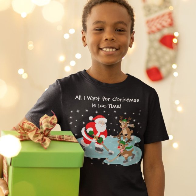 Camiseta Santa Jugando hockey con Navidades de renos (Subido por el creador)