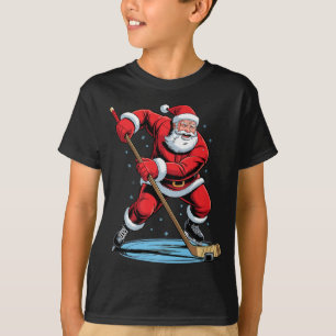 Camiseta Santa jugando hockey divertido día festivo Navidad