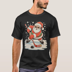 Camiseta Santa jugando hockey sobre hielo Navidad Xmas Depo