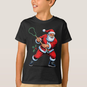 Camiseta Santa jugando lacrosse divertido día festivo Navid