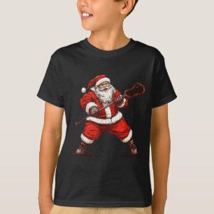 Camiseta Santa jugando lacrosse divertido lacrosse Lax juga