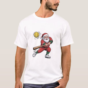 Camiseta Santa jugando softball Navidad jugador deporte