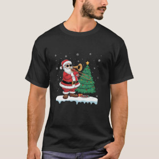 Camiseta Santa Jugando Trombone Niños Chicas Menores Ilumin