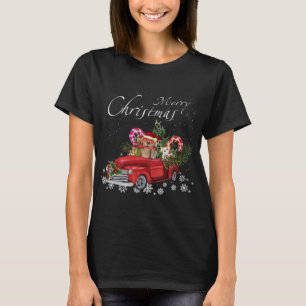 Camiseta Santa Labrador Perro montando Camión Rojo Merry Ch
