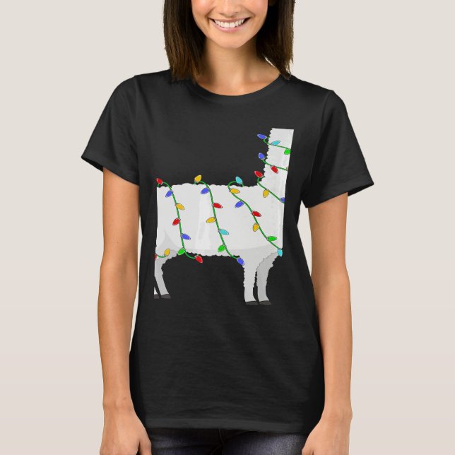 Camiseta Santa Llama Christmas Lights Llama Xmas (Anverso)