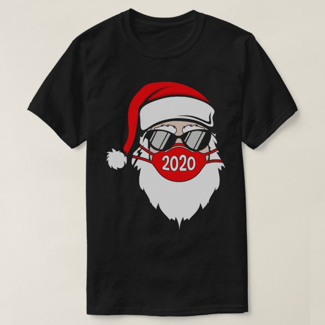 Camiseta Santa llevando máscara facial y lentes divertidos  (Diseño del anverso)