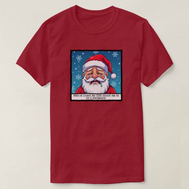 Camiseta Santa llorando Navidad divertida (Diseño del anverso)
