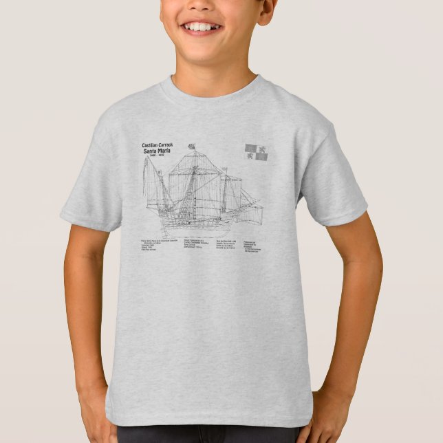 Camiseta Santa María - Plan de Blueprint para barcos SD (Anverso)