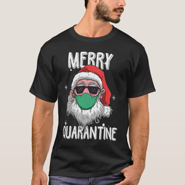Camiseta Santa Merry Quarantine Humor Navidades Santa Face (Anverso)