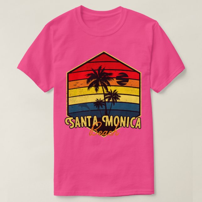 Camiseta Santa Mónica Beach Surfing California Retro (Diseño del anverso)