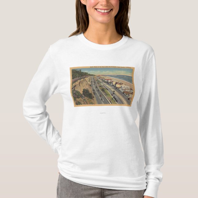 Camiseta Santa Mónica, CA - escena de la playa a lo largo (Anverso)