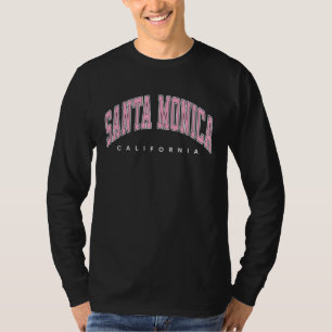 Camiseta Santa Mónica California CA Varsity Style Pink Text