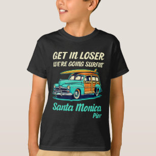 Camiseta Santa Mónica California Chica Surfista Mujeres Hom