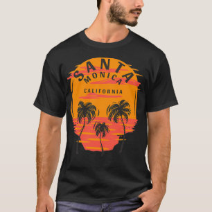 Camiseta Santa Monica California Palm Trees Sunset Skull Be