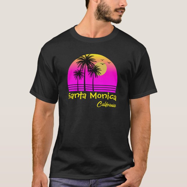Camiseta Santa Monica California Retro Sunset (Anverso)