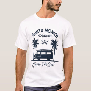 Camiseta Santa Mónica Los Ángeles Llegar al Mar Retro Surf