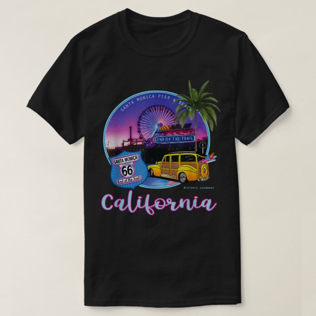 Camiseta Santa Monica Pier California 66 End Of The Trail S (Diseño del anverso)