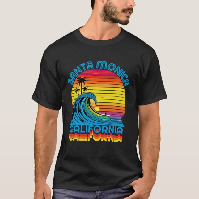 Camiseta Santa Monica Retro Throwback Surf & Beach Souvenir (Anverso)