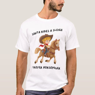 Camiseta Santa monta un trineo. Prefiero la equitación