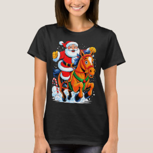 Camiseta Santa montando a caballo divertido equestre Navida