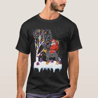 Camiseta Santa montando Luces de árbol de perro pastor aust