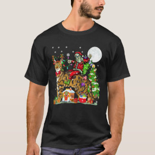 Camiseta Santa montando Reno Gato Bengal Árbol de Navidad  