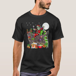 Camiseta Santa montando Reno Gato Chartreux Árbol de Navida