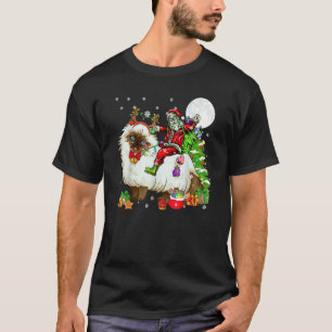 Camiseta Santa montando Reno Gato Himalayo Árbol de Navidad