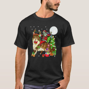 Camiseta Santa montando Reno Gato Maine Coon Árbol de Navid