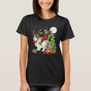 Camiseta Santa montando Reno Gato Ragdoll Árbol de Navidad