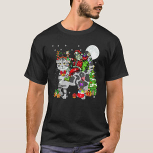 Camiseta Santa montando Reno gato Scottish Fold Navidad