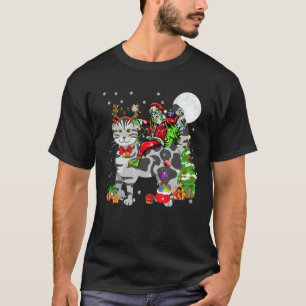 Camiseta Santa montando Reno gato Scottish Fold Navidad 