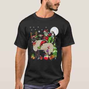 Camiseta Santa montando Reno Gato Siamés Árbol de Navidad