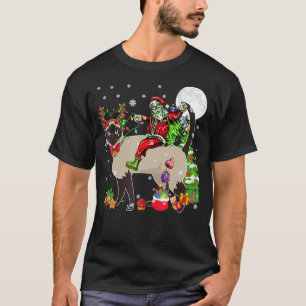 Camiseta Santa montando Reno Gato Siamés Árbol de Navidad L