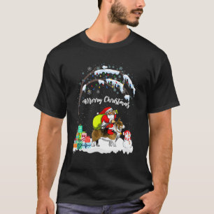 Camiseta Santa montando un Corgi Navidad Invierno Árbol Con