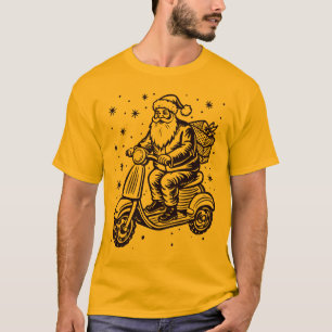 Camiseta Santa montando un Scooter con diseño de cajas Gif