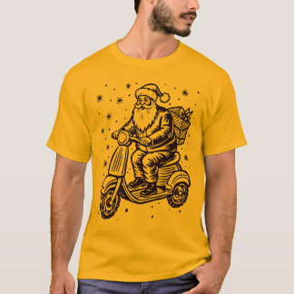 Camiseta Santa montando un Scooter con diseño de cajas Gif