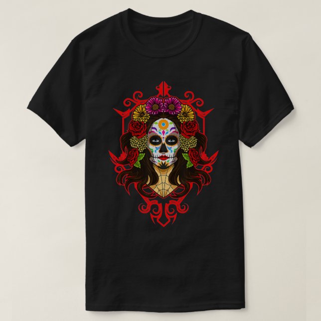 Camiseta Santa Muerte La Calavera Catrina (Diseño del anverso)