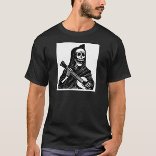 Camiseta Santa Muerte (parca mexicano) que toca la guitarra
