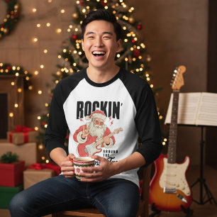 Camiseta Santa Música Rock Bailando Alrededor Del Árbol De 