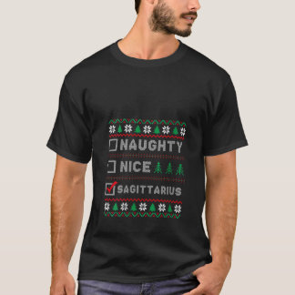 Camiseta Santa Naughty Nice Sagittarius Zodiac Ugly Christm