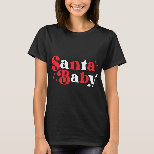 Camiseta Santa Navidad Bebé Lindo Moderno Script Tygraphy B (Anverso)