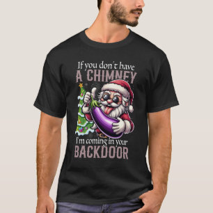 Camiseta Santa Navidad Puerta Trasera Berenjena Fiesta Adul