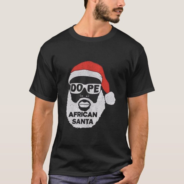 Camiseta Santa Navidades afroamericanos Pajama Afro Black (Anverso)