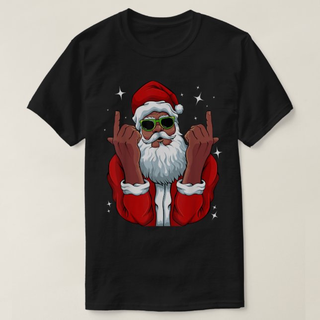 Camiseta Santa Navidades afroamericanos Pajama Guay Black (Diseño del anverso)