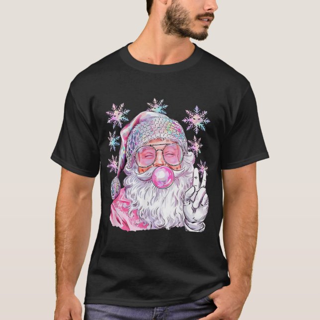 Camiseta Santa Navidades Gafas de sol rosadas Goma de burbu (Anverso)