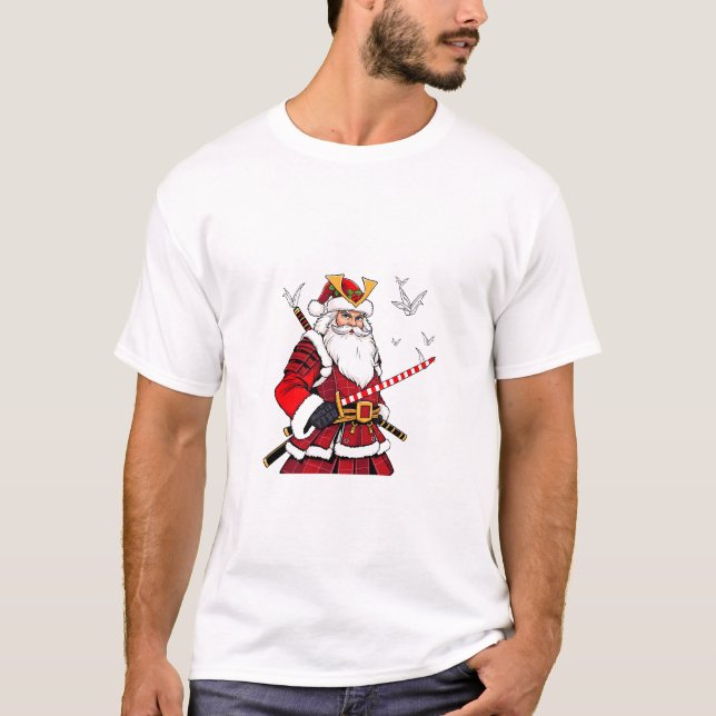 Camiseta Santa Navidades Santa Claus Arte Japonés Samurai (Anverso)